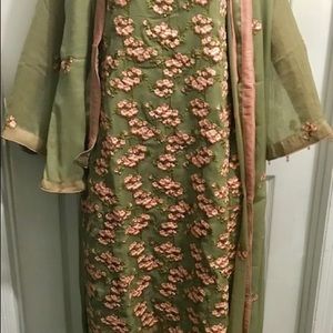 Gray georgette with pink work